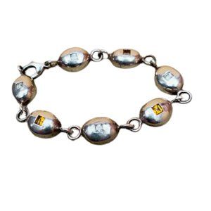 Robin Rotenier Solid Sterling Silver Gemstone Link Bracelet 30G